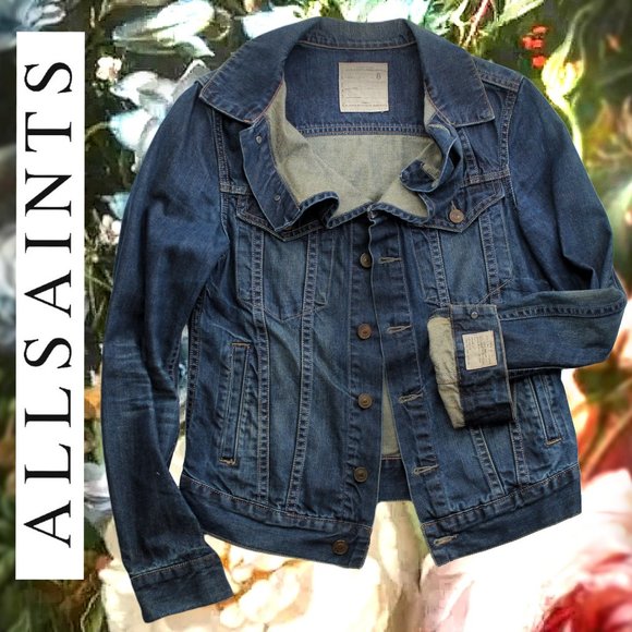 All Saints Jackets & Blazers - All Saints Jean Jacket Kay Vintage Dark Wash Denim 100% Cotton Blue